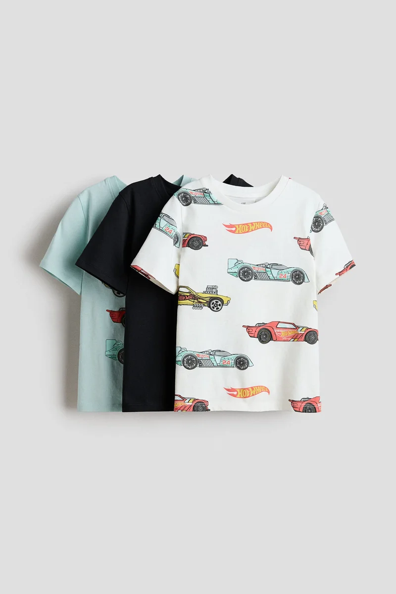 اتش اند ام تي-شيرت مزين بطبعة - عبوة من 3 قطع